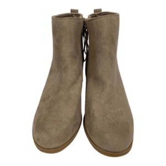 Ankle Boot Size 8 Women's Beige/Tan Zipper Heeled Faux suede - Picture 4 of 6